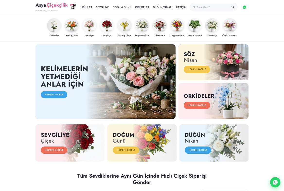Asya Çiçekçilik web sitesi — Web Tasarım & SEO (Çiçekçilik)