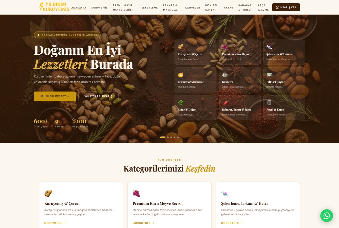 Yıldırım Kuruyemiş web sitesi — Web Tasarım & Kurulum (Kuruyemiş & Baharat)